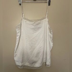 Abercrombie And Fitch White Satin Lace Trim Cami Sz Large